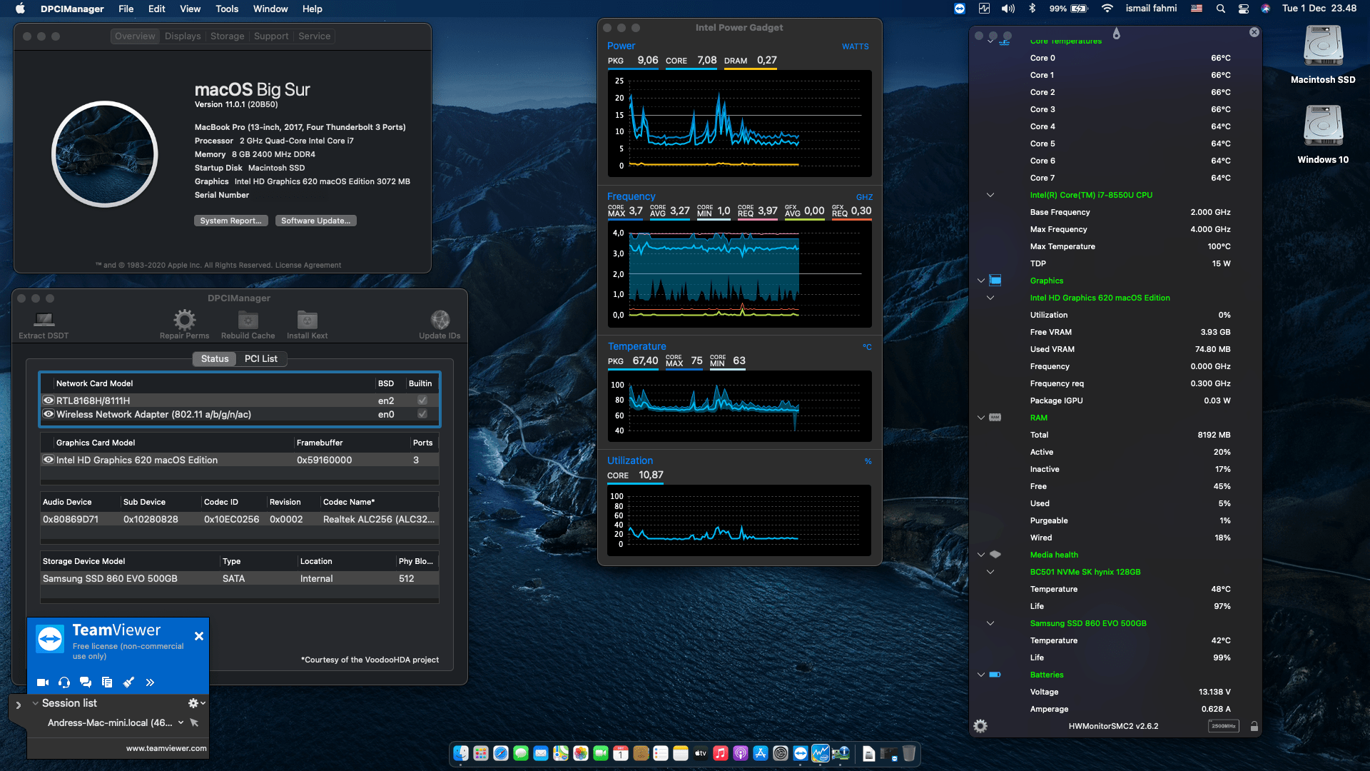 Success Hackintosh macOS Big Sur 11.0.1 Build 20B50 in Dell Inspiron 14-7472